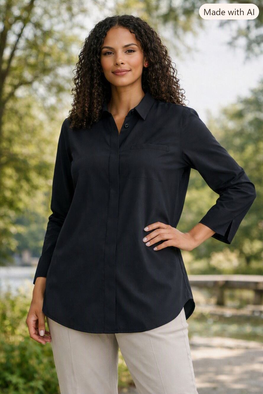 Athleta Everlasting Top Black Collared Performance Shirt Womens M SP21